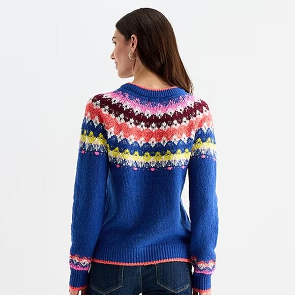 NWT, St. John's Bay Women's Crew Neck Long Sleeve Pullover Sweater, Blue - Picture 3 of 13